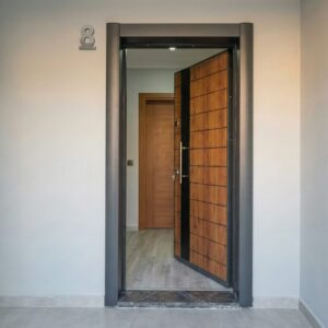 Pratik Seri, Ekonomik Çelik Kapı, Daire Giriş Kapısı, Ahşap - Siyah